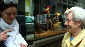 Students testing their empathy tools. Photograph courtesey of l'école de Design Nantes Atlantique paragraphe_img_1_en_sympathic.lady.2._web